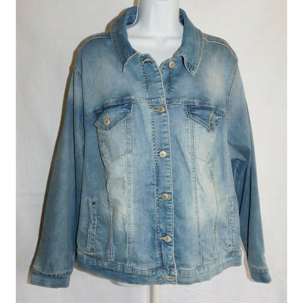 New Directions Denim Jacket Stretch Button Plus Size 3X
